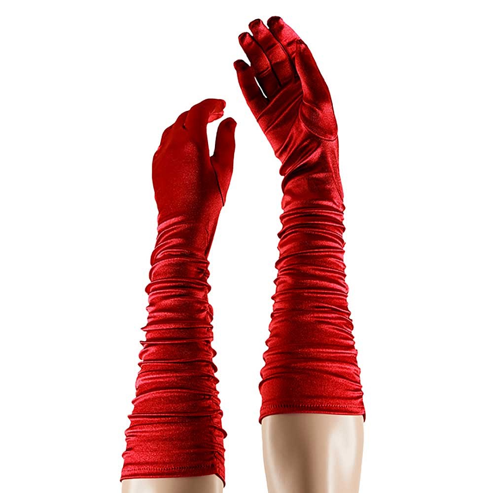 Satijnen handschoenen gerimpeld