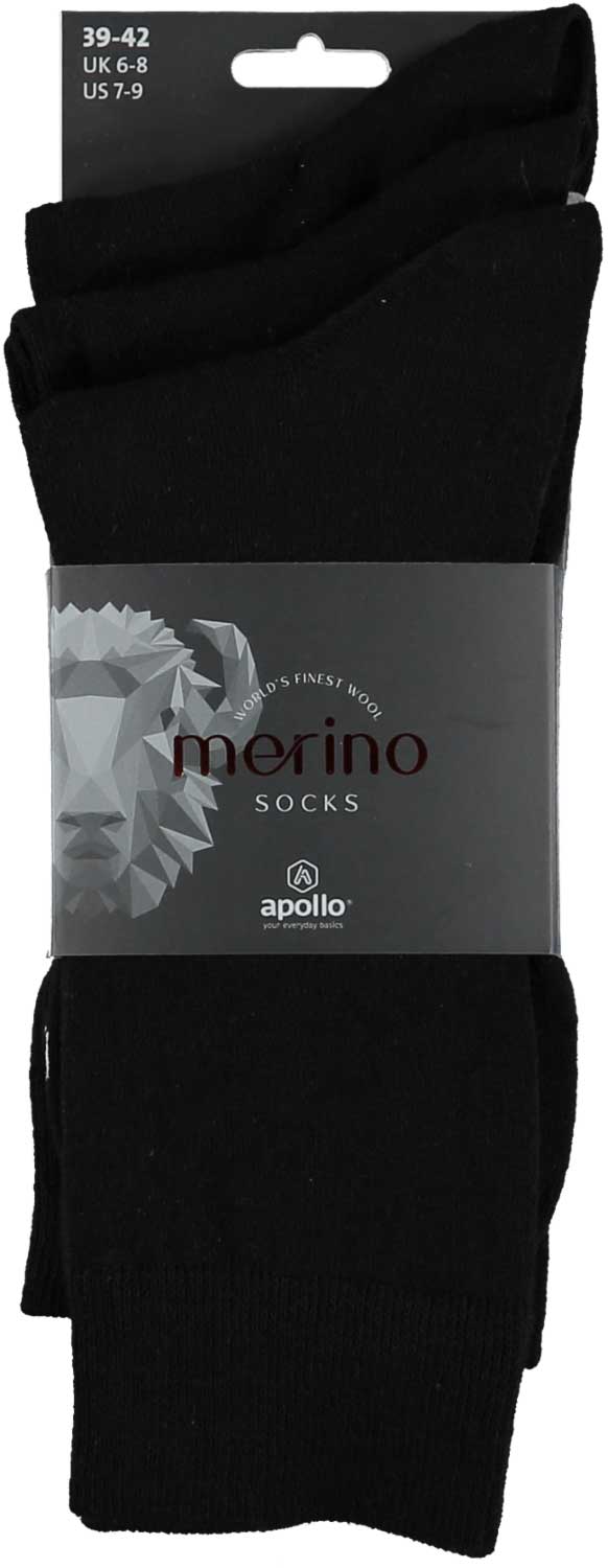 Socken aus Merinowolle – Unisex – Schwarz – 3er-Pack