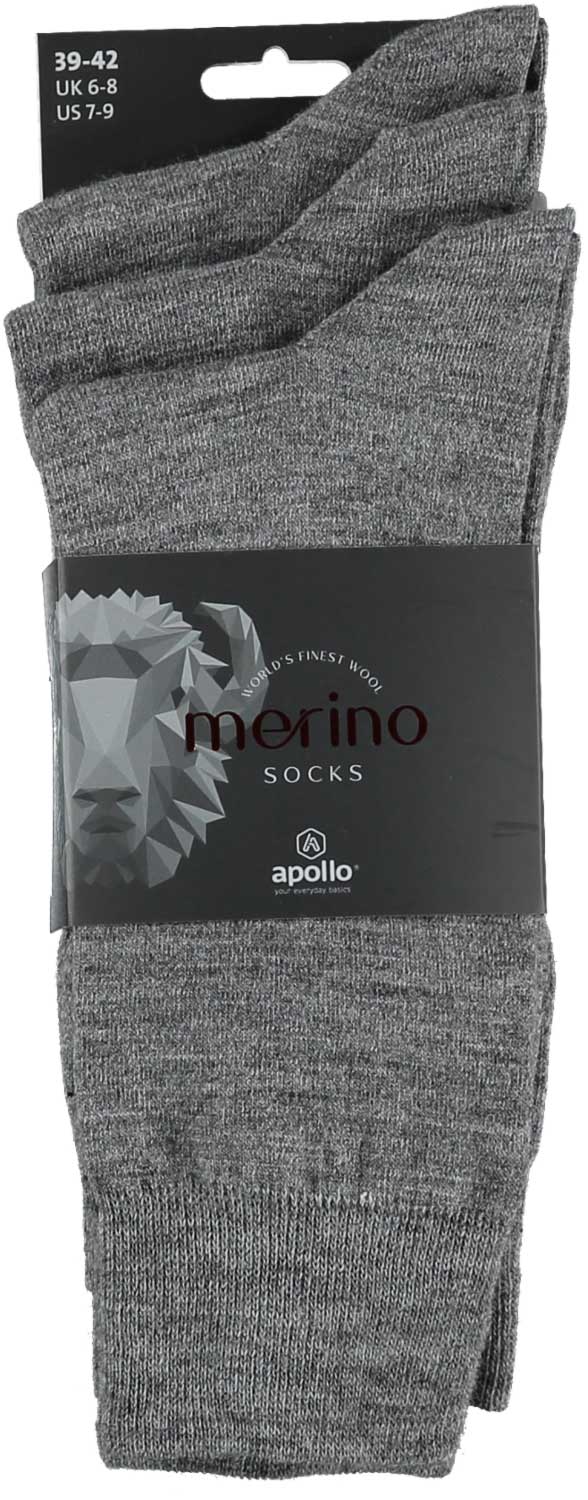 Merino Wollen Sokken - Unisex - Medium grijs - 3-Pak