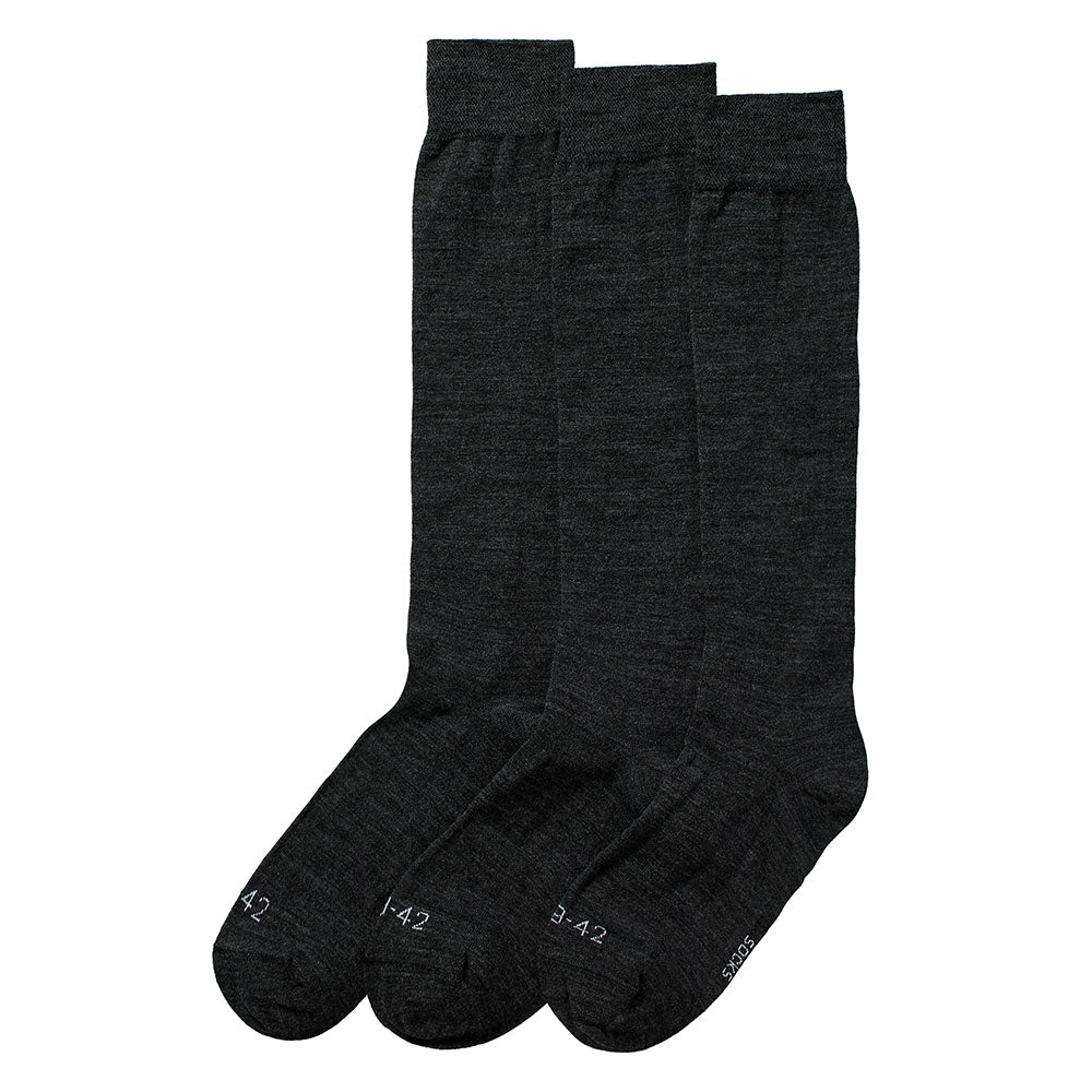 Kniestrümpfe aus Merinowolle - Unisex - Anthrazit - 3er-Pack