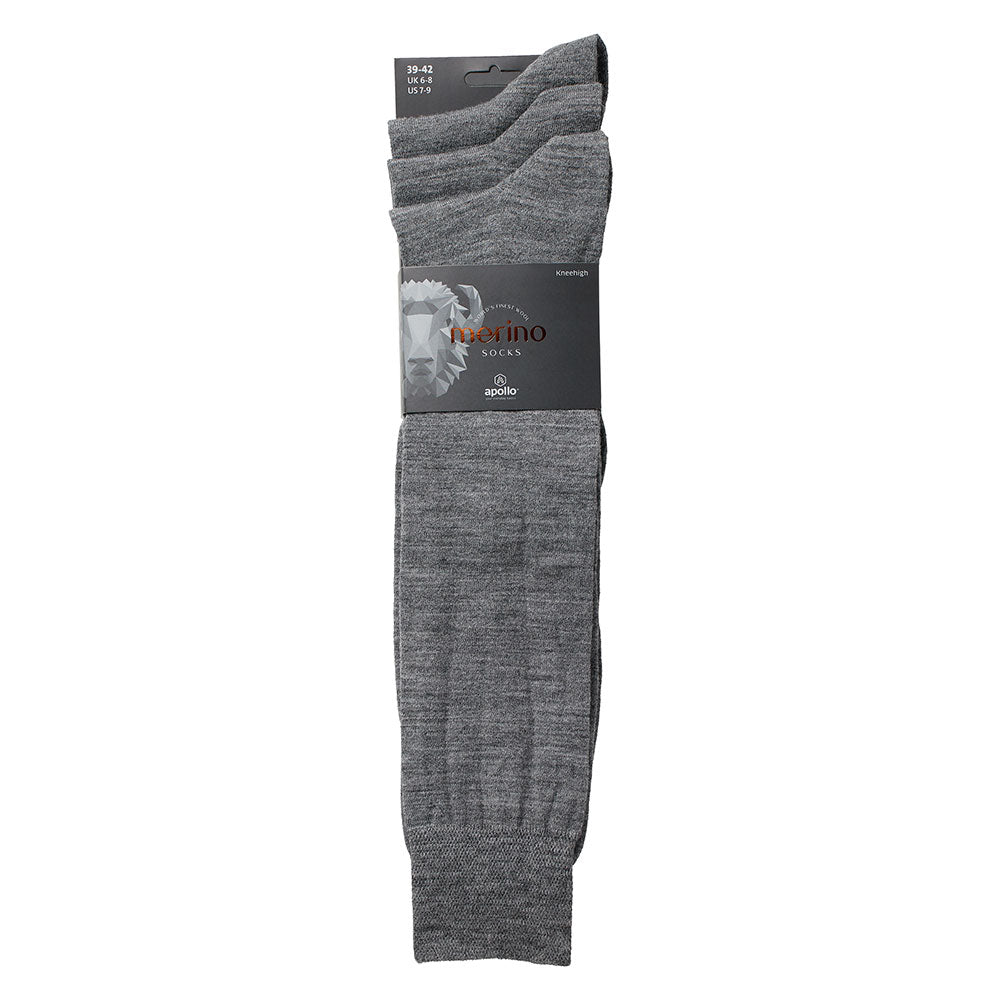 Merino Wollen Kniekousen - Unisex - Medium Grijs - 3-Pak