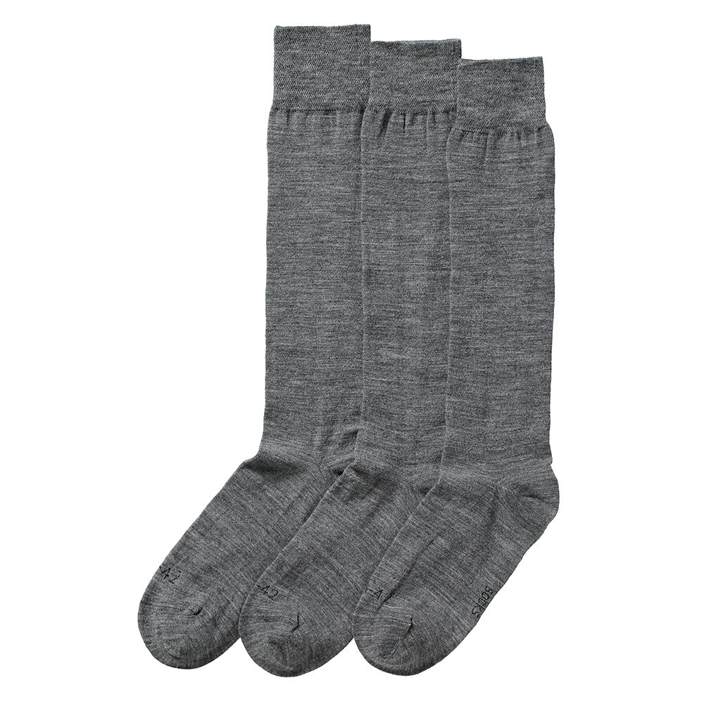 Merino Wollen Kniekousen - Unisex - Medium Grijs - 3-Pak