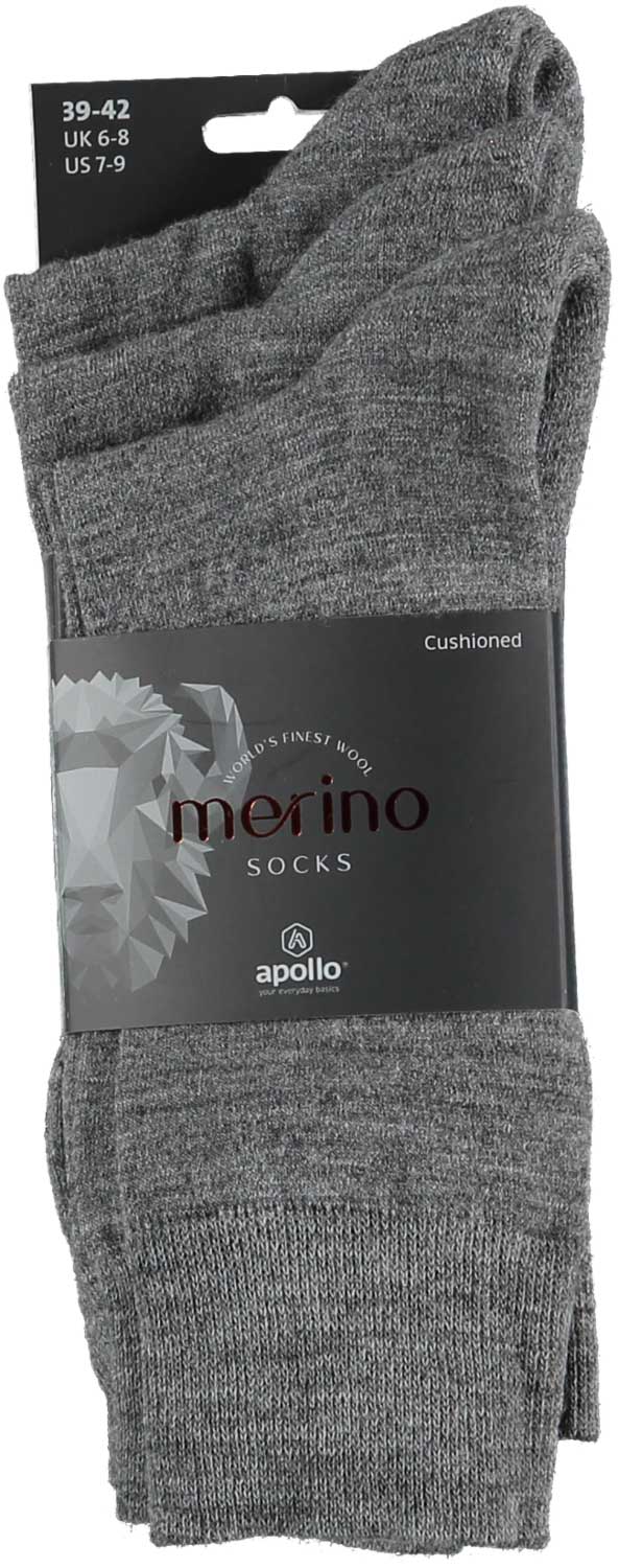 Merino wollen sokken unisex - Badstof zool - Medium grijs