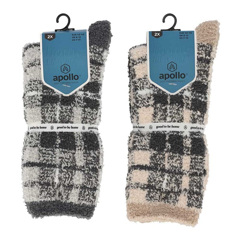 Bettsocken für Männer - Karomuster - 2er-Pack - Einheitsgröße