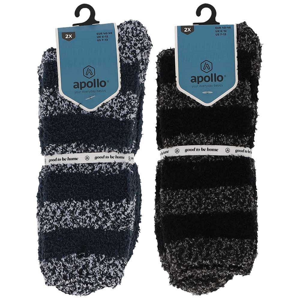 Bedsokken heren - 4-Pack - Stripes - Zwart - One Size