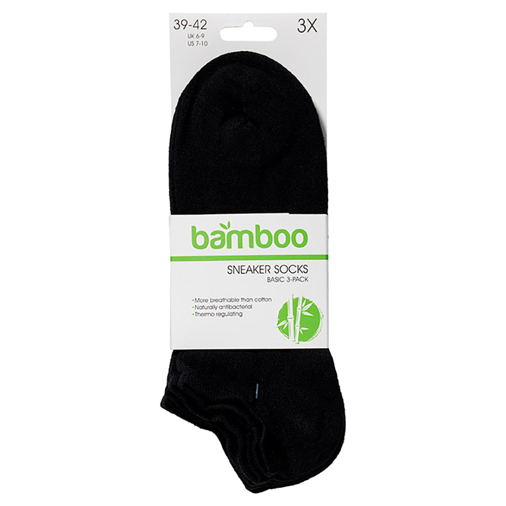 Bamboe sneakersokken basic - Zwart - 3-Pak