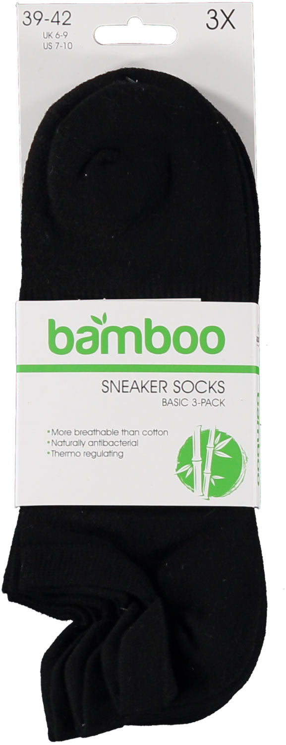 Bamboe sneakersokken met mash - Zwart - 3-Pak