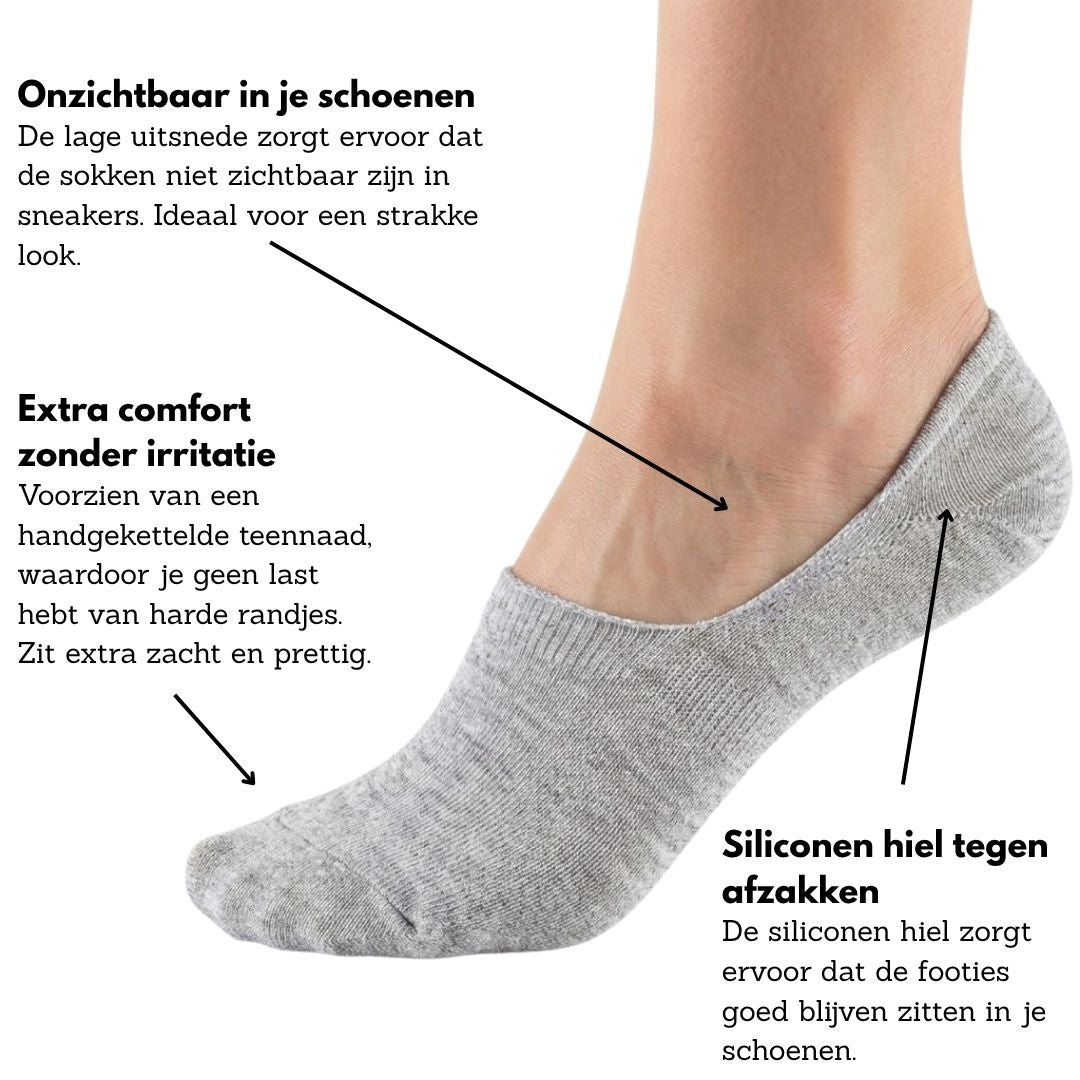 Bamboe footies basic - Licht grijs - 3-Pak