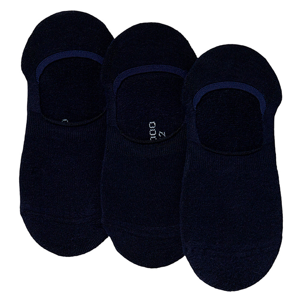 Chaussons en bambou avec semelle en éponge - Bleu marine - Lot de 3