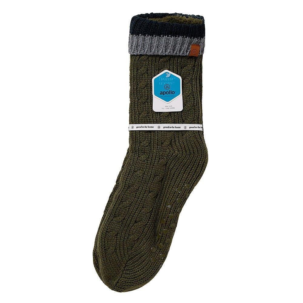Huissok heren - Kabelstructuur - Anti slip - Groen
