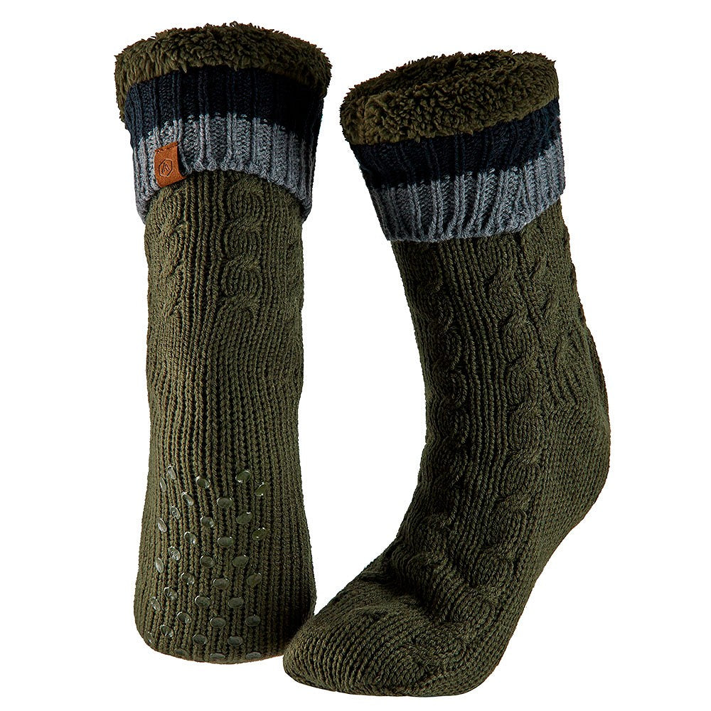 Huissok heren - Kabelstructuur - Anti slip - Groen