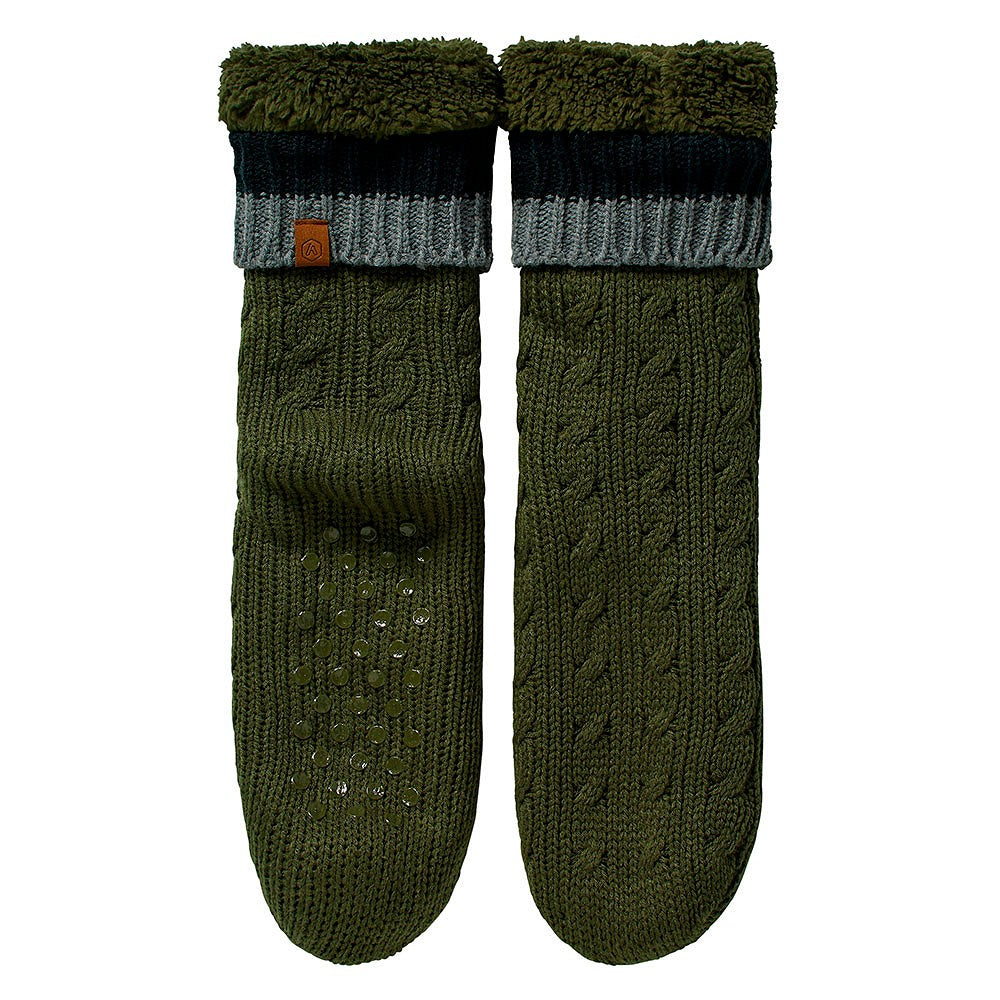 Huissok heren - Kabelstructuur - Anti slip - Groen