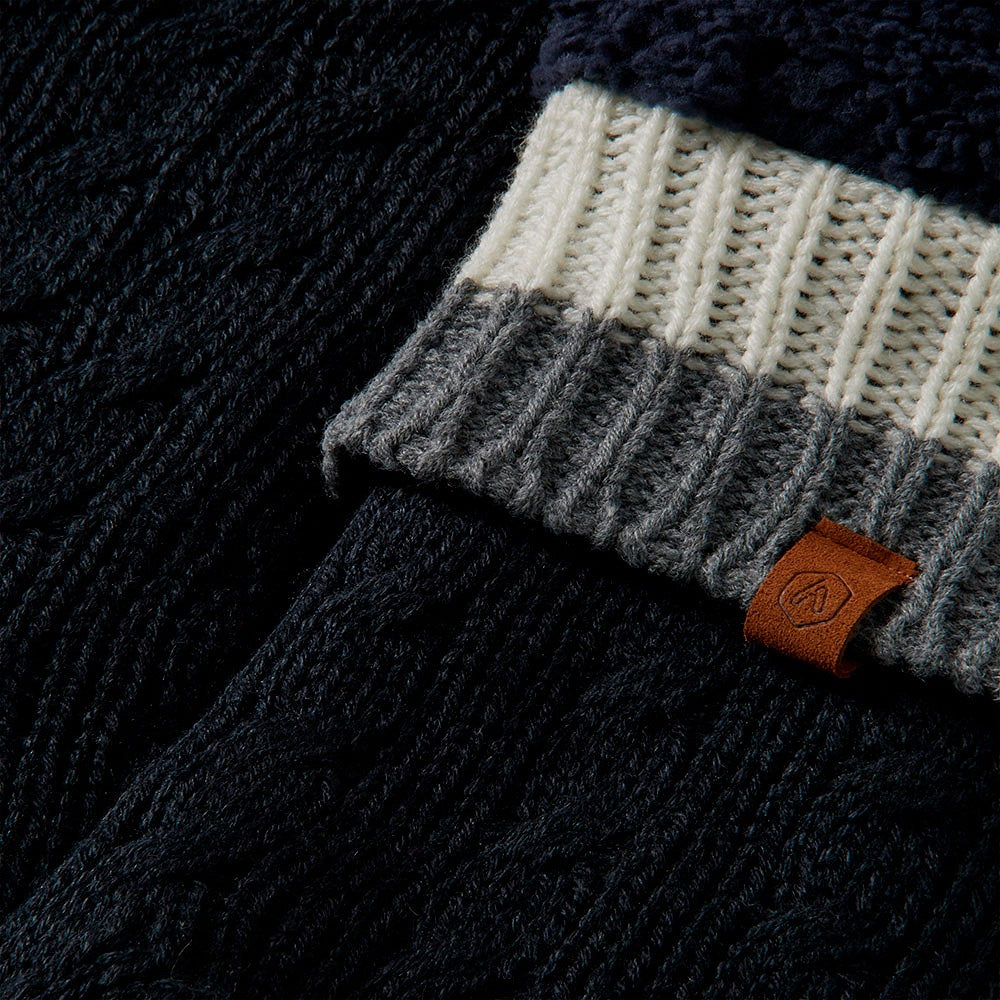 Chaussette d'intérieur pour homme - Structure en câble - Antidérapant - Bleu