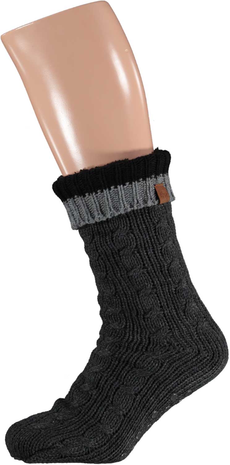 Huissok heren - Kabelstructuur - Anti slip - Grijs