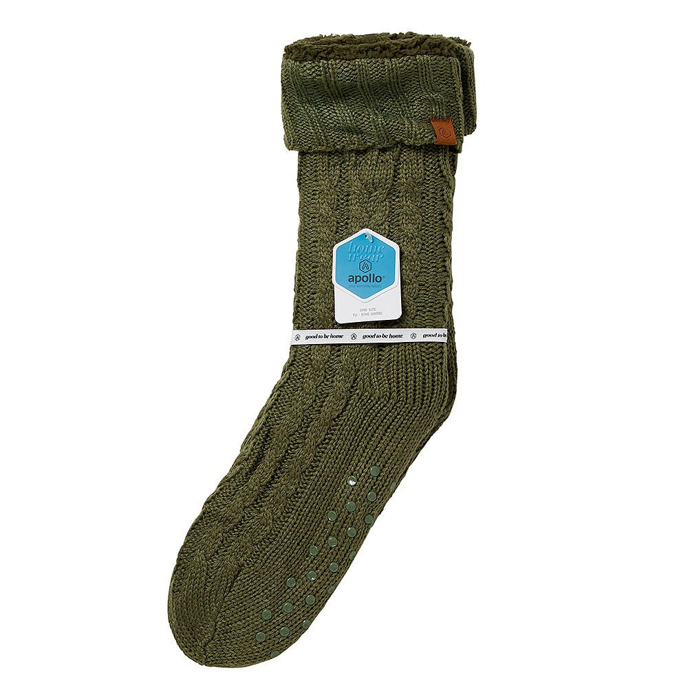 Chaussettes de maison homme - Antidérapantes - Vertes