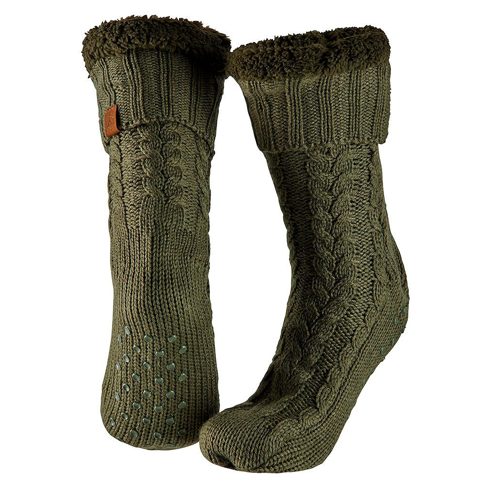 Chaussettes de maison homme - Antidérapantes - Vertes