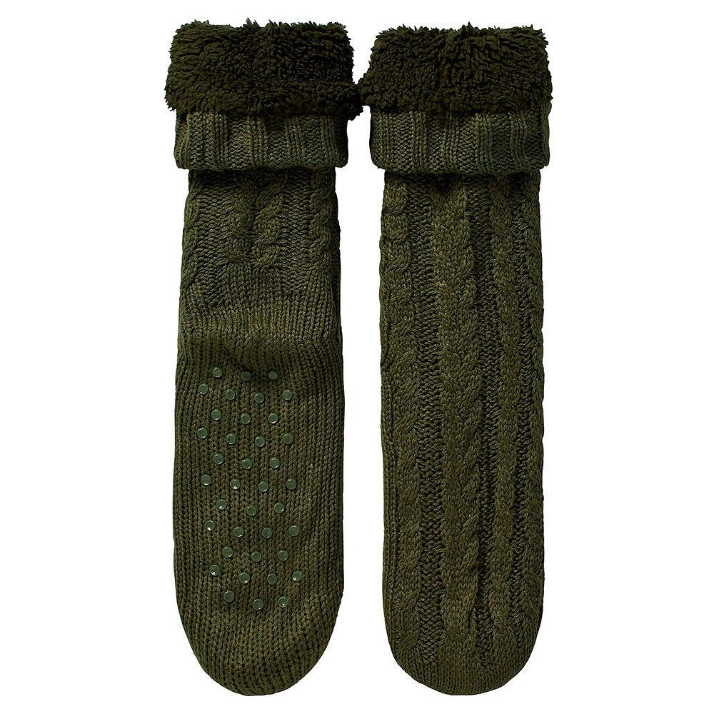 Chaussettes de maison homme - Antidérapantes - Vertes