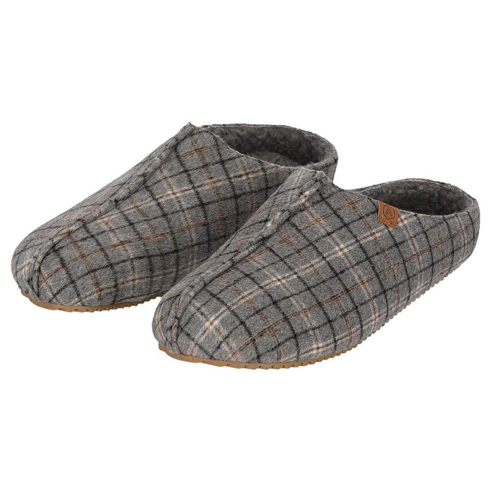 Pantoffel heren met stevige zool en ruitmotief