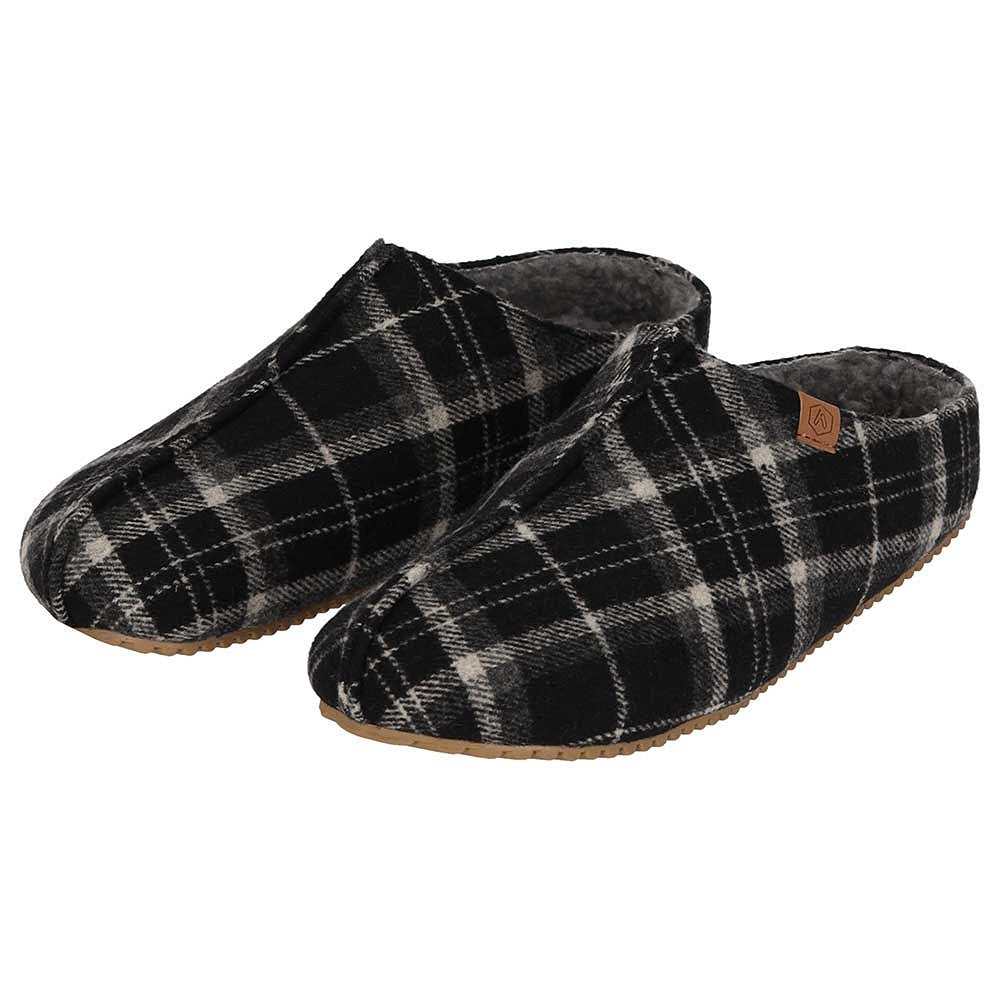 Pantoffel heren met stevige zool en ruitmotief