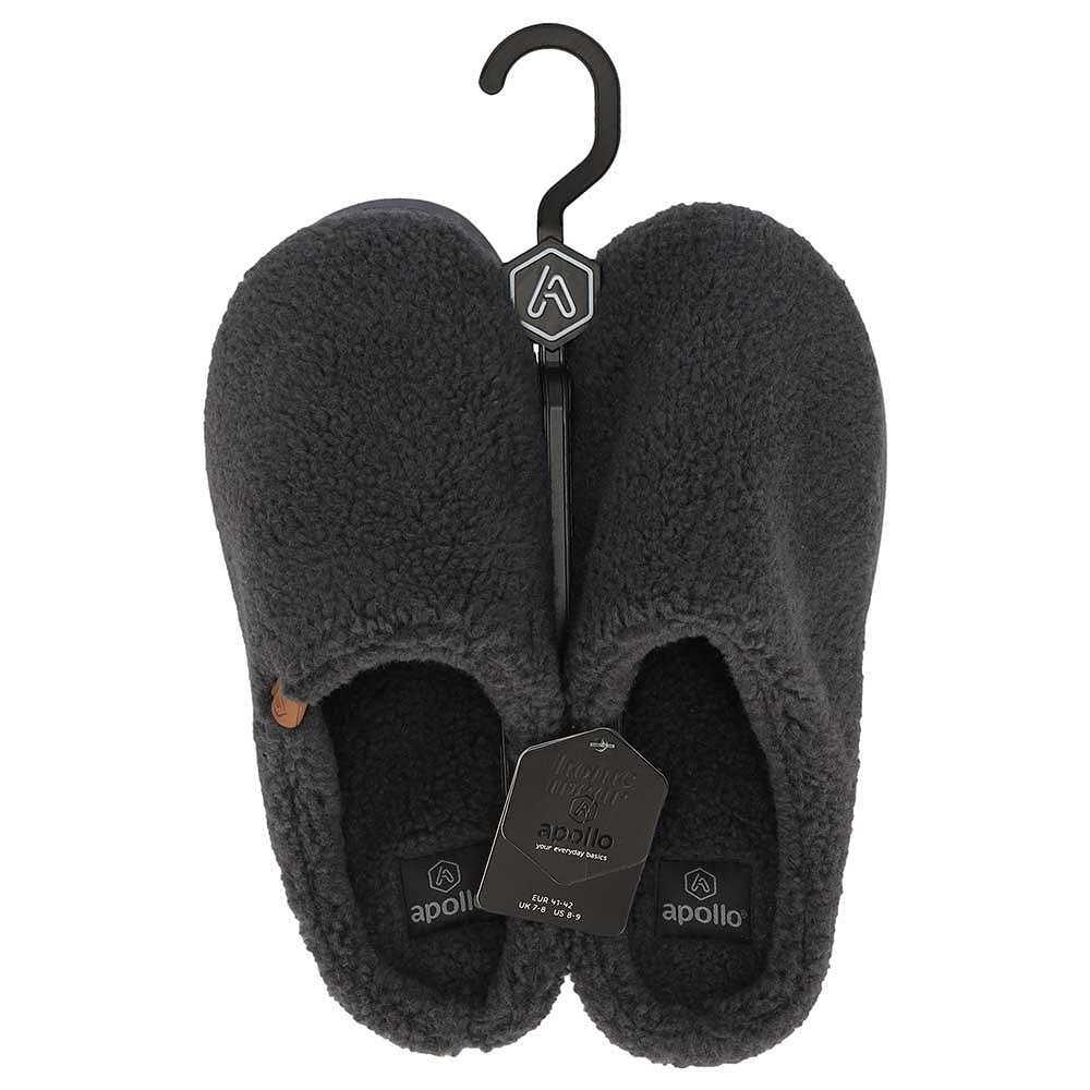 Pantoffels heren teddy wol - Antraciet