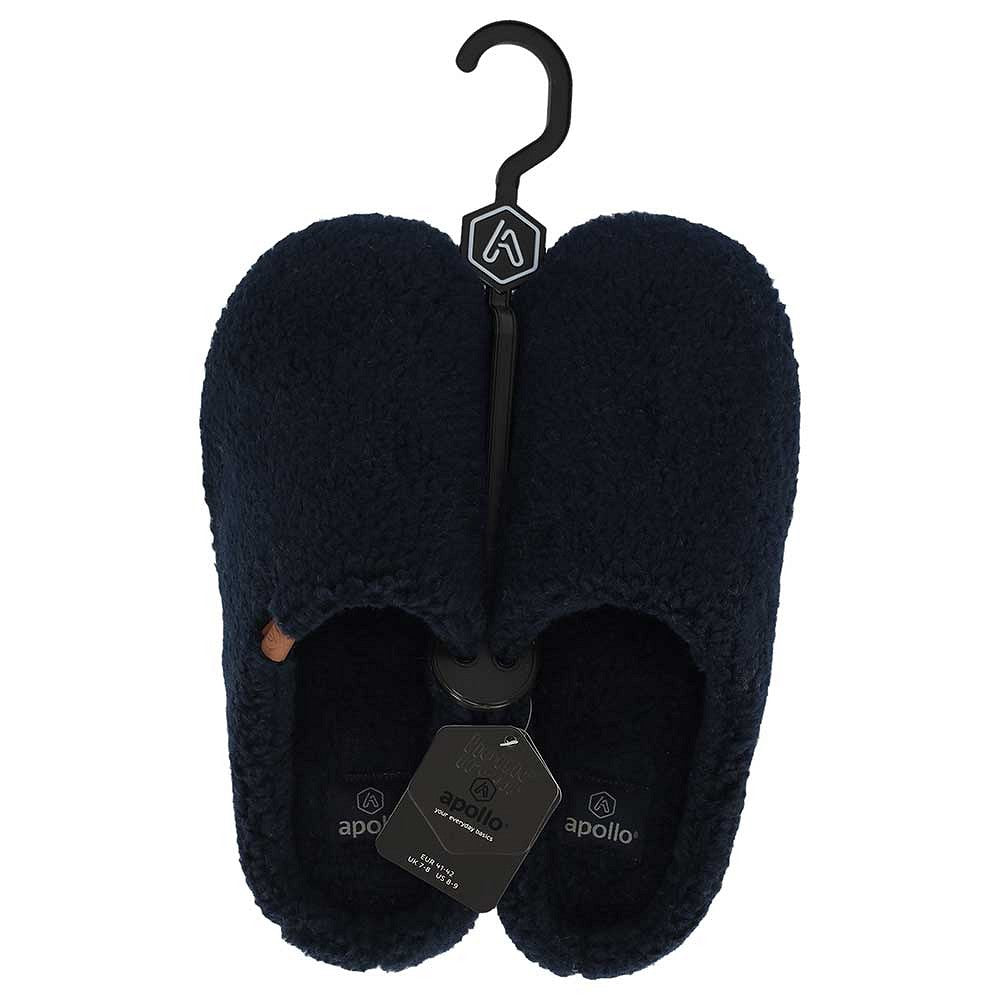 Pantoffels heren teddy wol - Navy Blauw