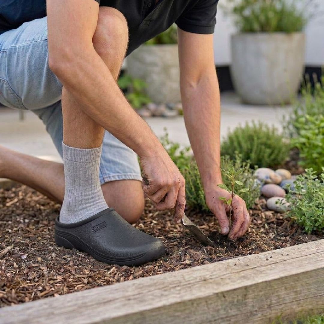 Chodaki ogrodowe męskie - Komfort - Czarny