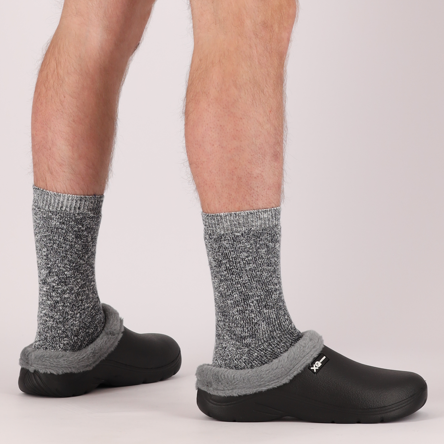Sabots de jardin Homme - Fausse fourrure - Noir