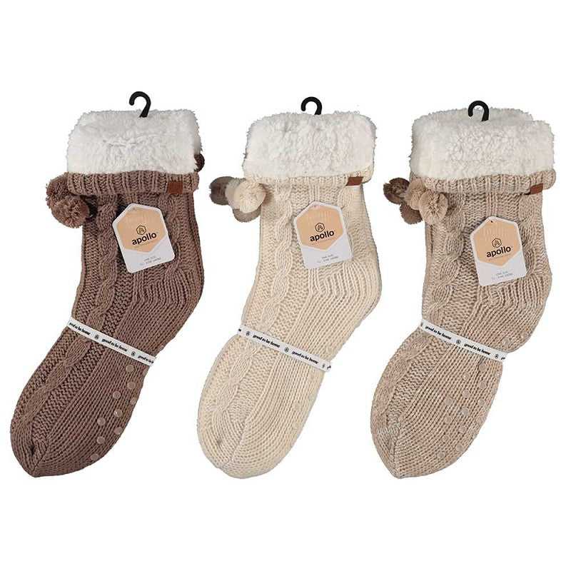 Dames huissokken - Anti slip - Medium beige