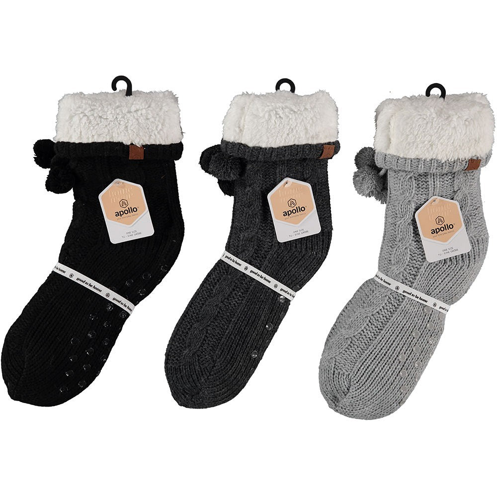 Chaussettes d'intérieur pour dames - Antidérapantes - Noires
