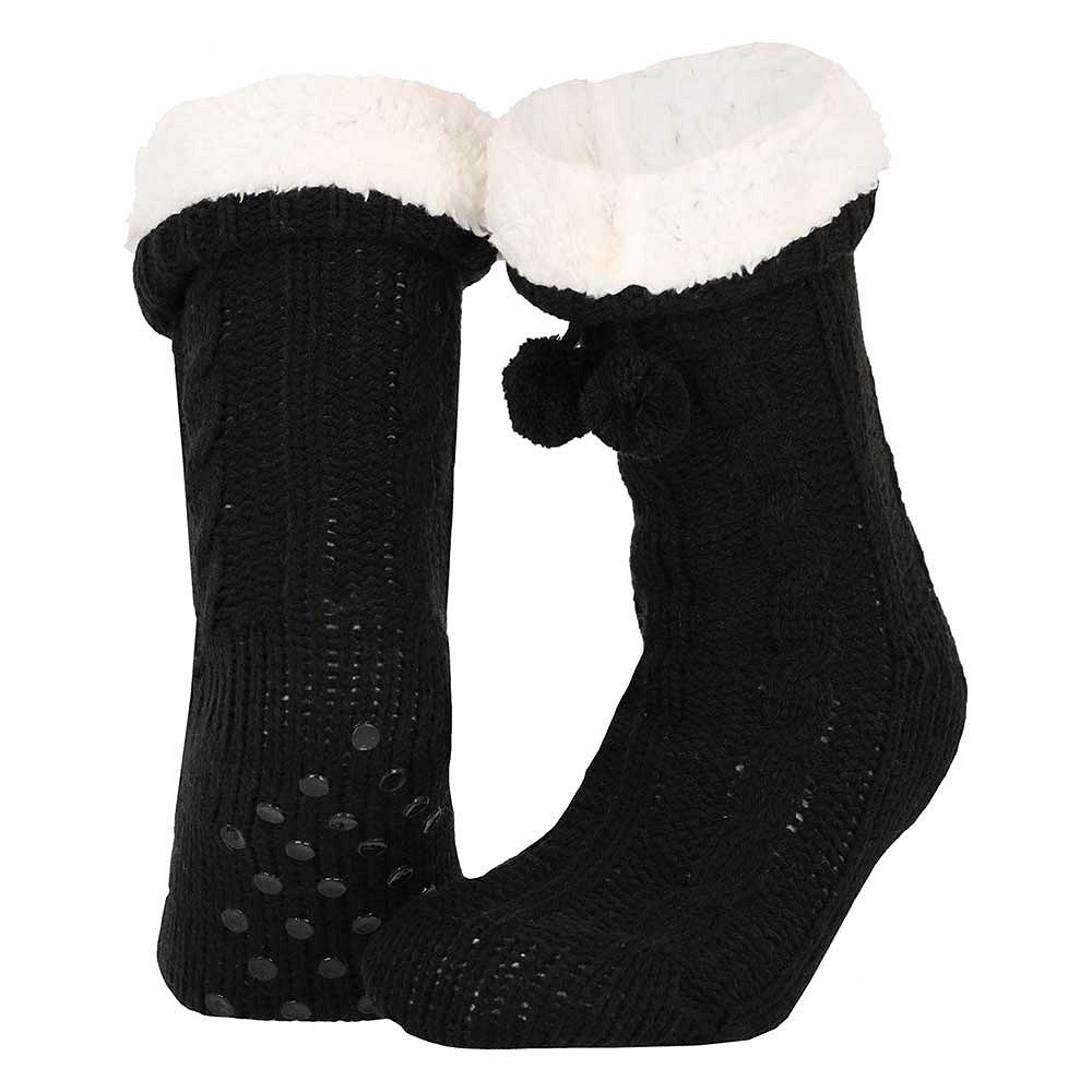 Chaussettes d'intérieur pour dames - Antidérapantes - Noires