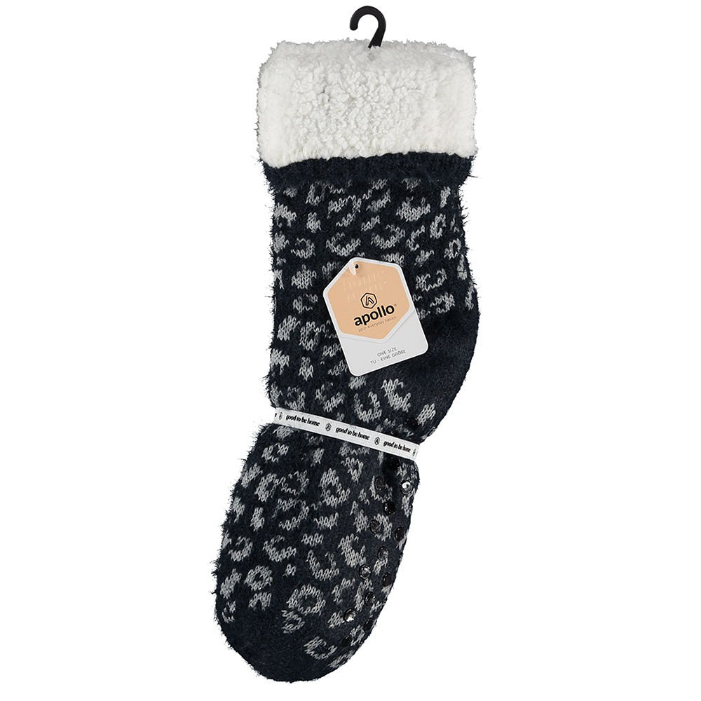 Chaussette femme - Fausse fourrure - Bleu
