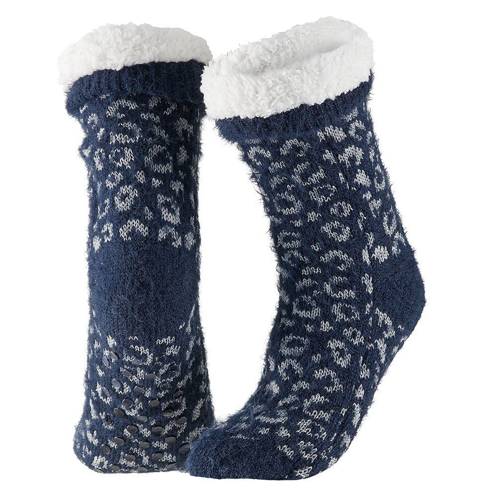 Chaussette femme - Fausse fourrure - Bleu