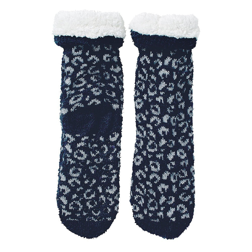 Chaussette femme - Fausse fourrure - Bleu