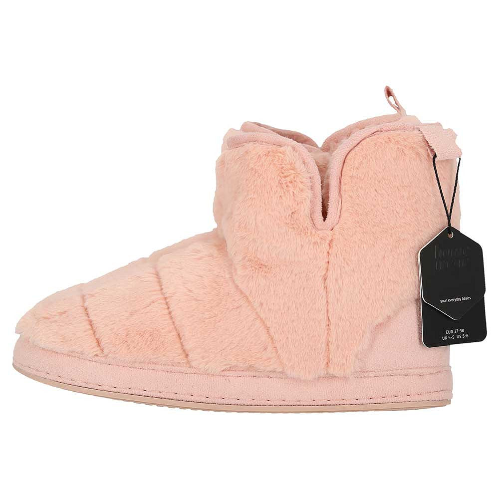 Hohe Damenpantoffeln aus Kunstpelz