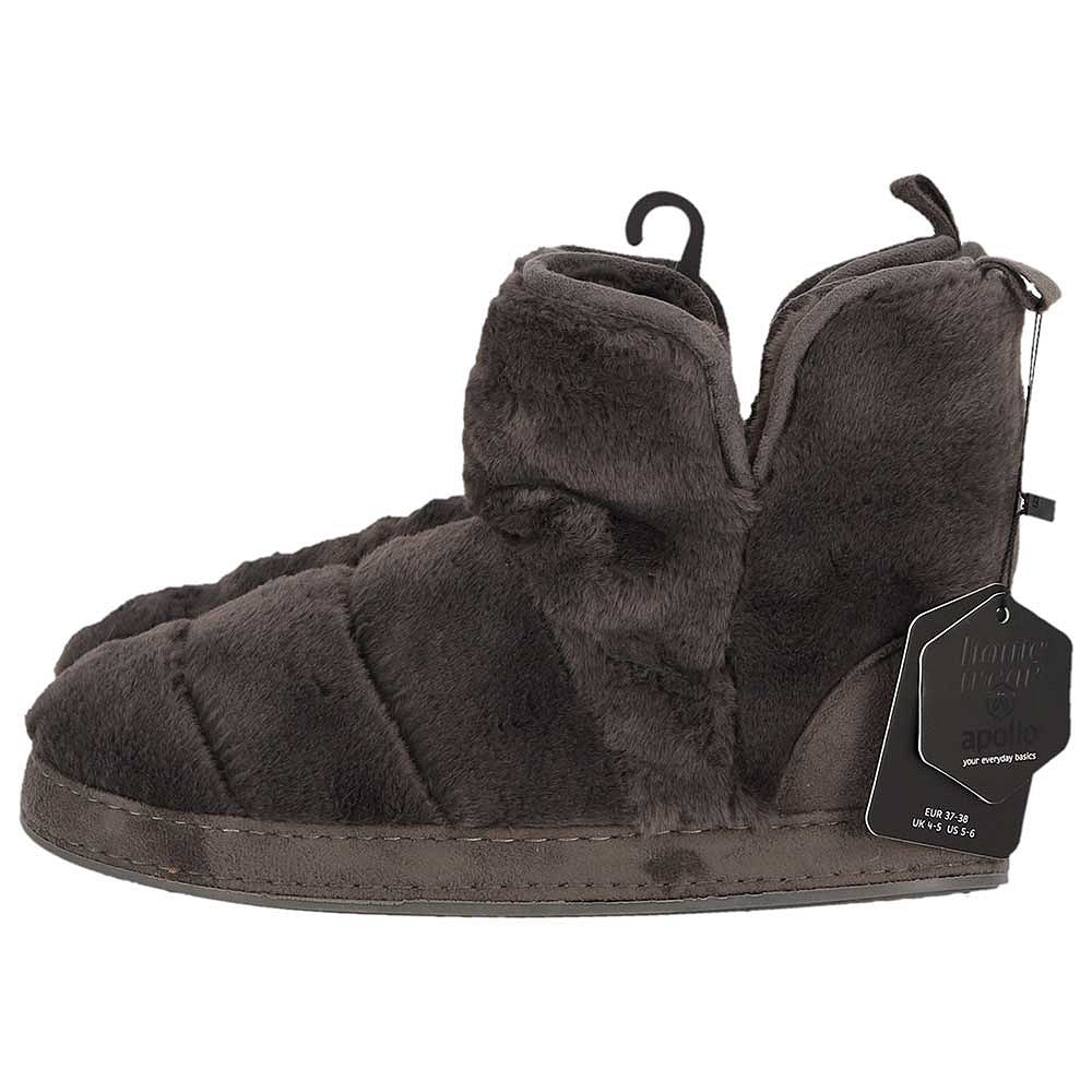 Hohe Damenpantoffeln aus Kunstpelz