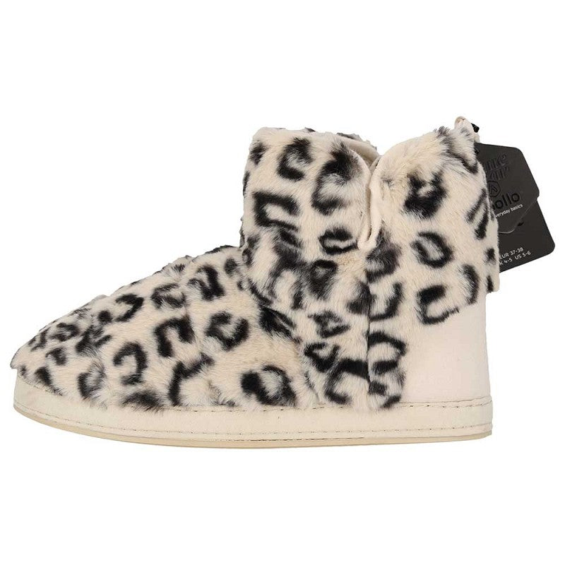 Hoge dames sloffen fake fur - Dierenprint