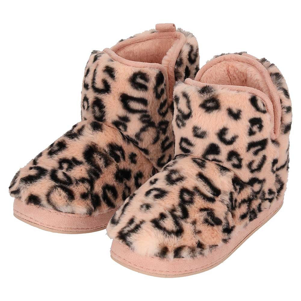 Hoge dames sloffen fake fur - Dierenprint