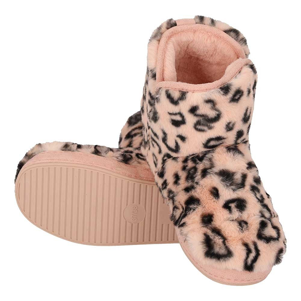 Hoge dames sloffen fake fur - Dierenprint