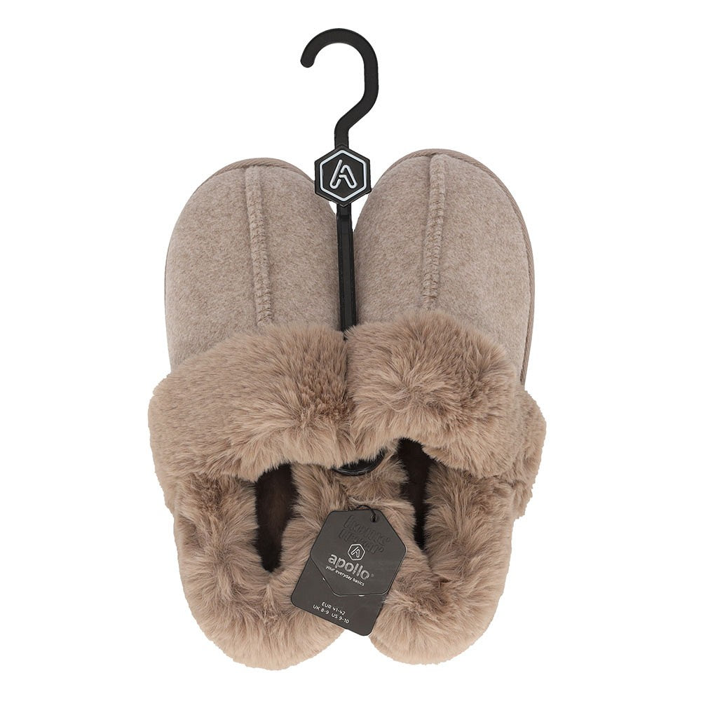 Instap Sloffen Dames - Vilt - Taupe