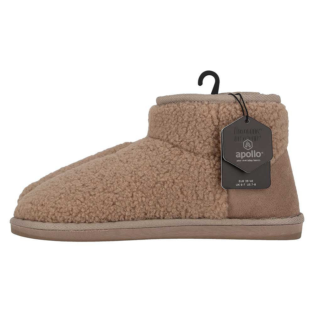 Dames teddy pantoffels - Fake Fur voering - Taupe