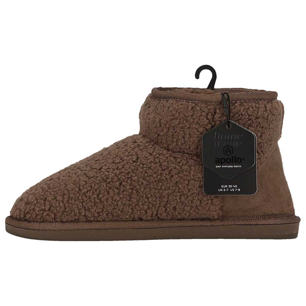 Dames teddy pantoffels - Fake Fur voering - Bruin