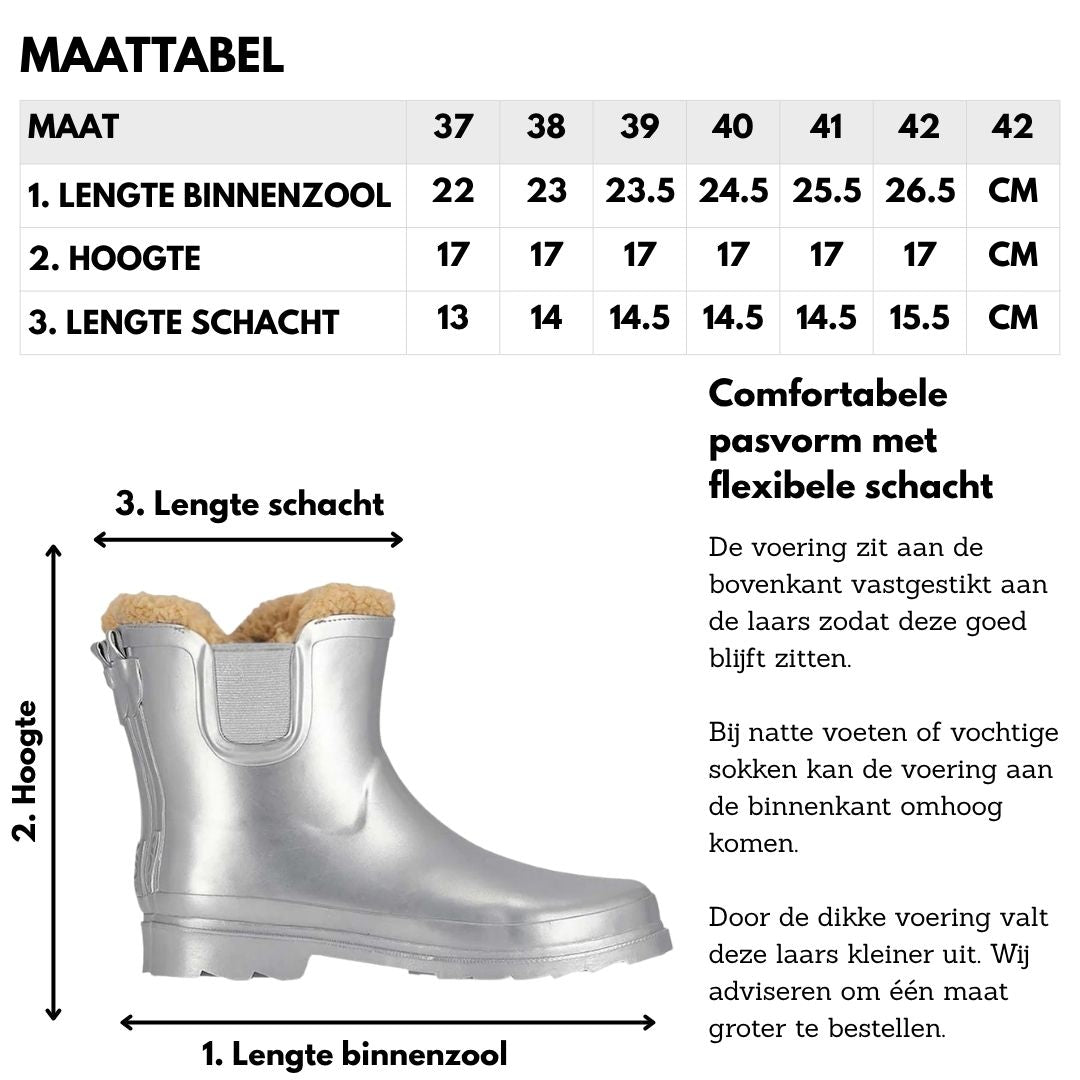 Chelsea-Regenstiefel für Damen – Kunstpelzfutter – Silbermetallic