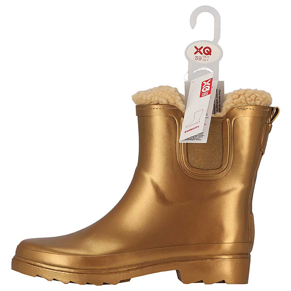 Chelsea regenlaarzen dames - Fake fur voering - Gold Metallic