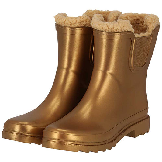 Chelsea regenlaarzen dames - Fake fur voering - Gold Metallic