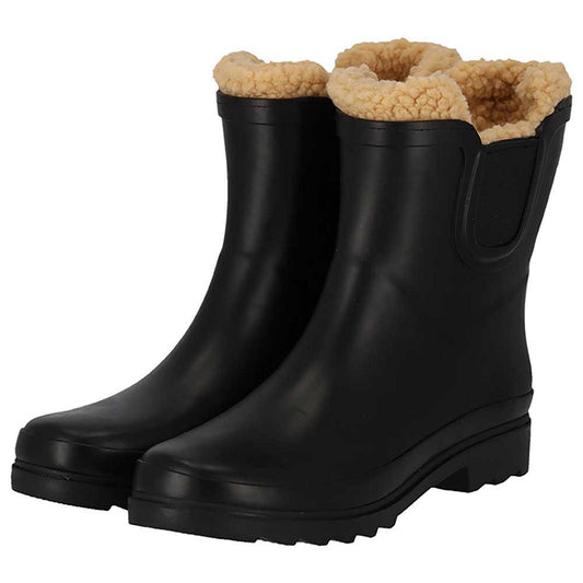 Chelsea regenlaarzen dames - Fake fur voering - Zwart