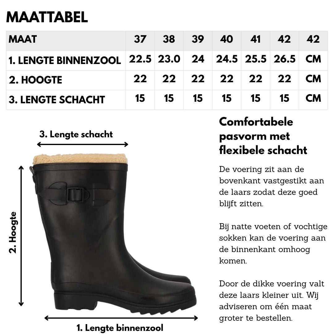 Regenlaarzen Dames - Fake Fur - Zwart