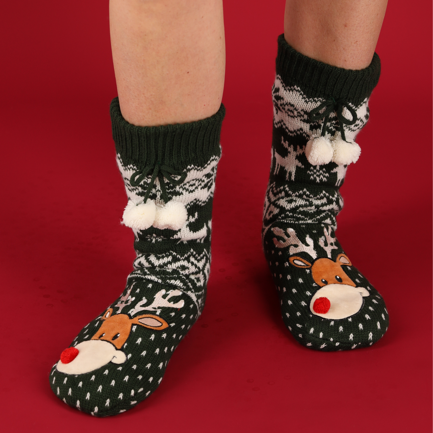 Huissokken kerst dames - Pompons - One Size