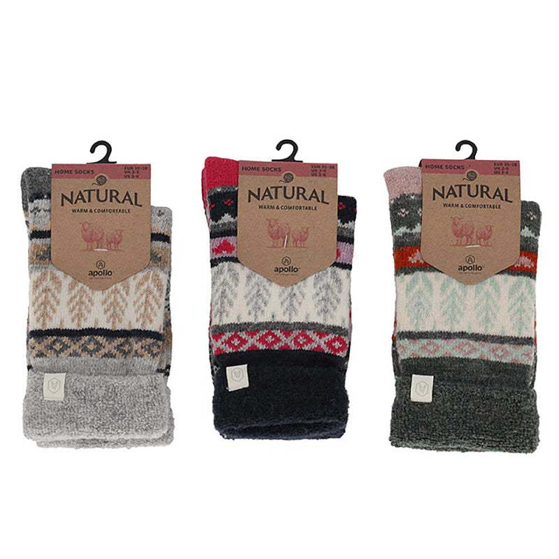 Gebreide huissokken - Dames - Ijssterren patroon - 3-Pack