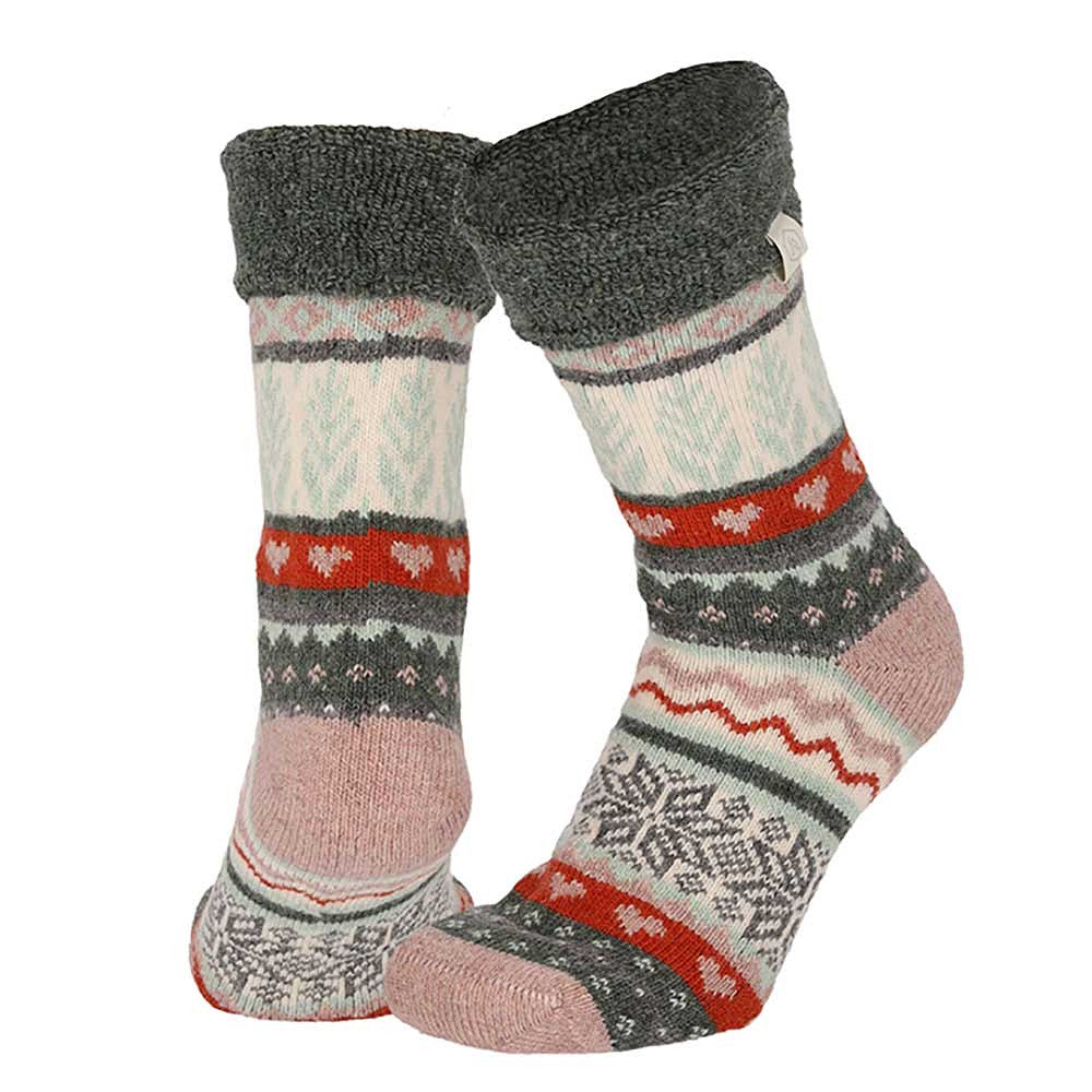 Gebreide huissokken - Dames - Ijssterren patroon - 3-Pack