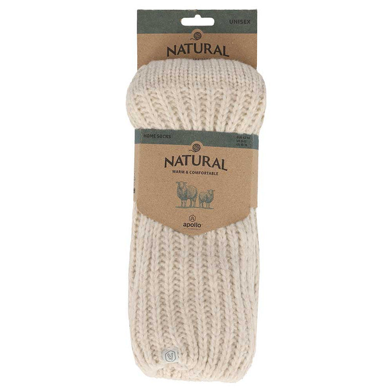 Wollen huissokken - Unisex - Antislip - Beige Melange